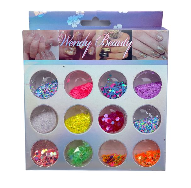 Wendy Beauty 12 Design Nail Decorations Kit Nail Art Mixed Color G085