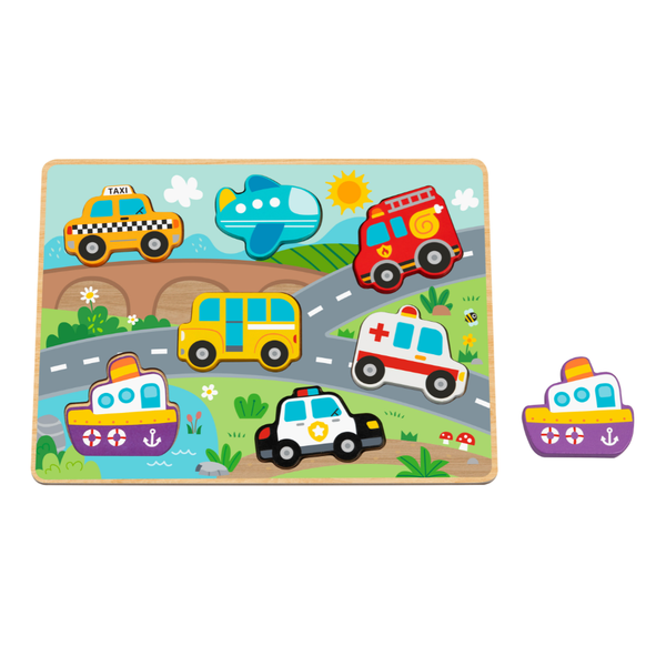 hi Pando - Chunky Wooden Puzzle - Transport - 8pcs