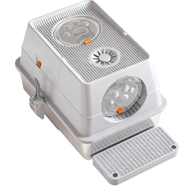 Cat Litter Box with Top Entry Scoop Odour Control Anti Track Design