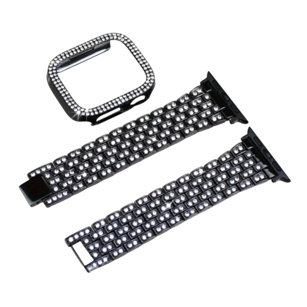 Full Diamond Strap &amp; (No Glass )Case Compatible With Apple Watch -S10(46mm)