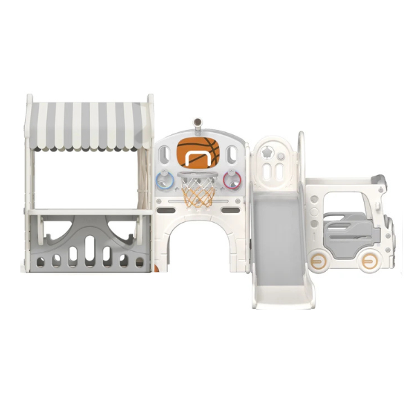 Tent Slide Playhouse, Bus and Climbing Combination - Grey