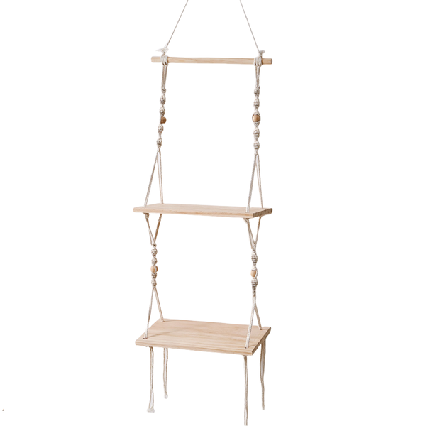 Hanging Shelves Wall Decor Woven Boho Wooden Floating Storage Shelf 115cm