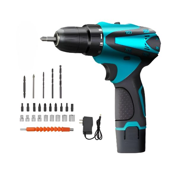 12V Handheld Cordless Electric Drill Set with Lithium Battery Powered
