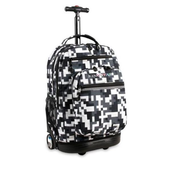 18" Rolling Backpack/School Bag-Black &amp; White