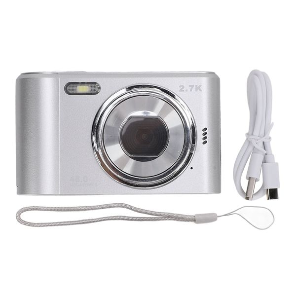 48MP HD Digital Camera - 2.7K Video, 8X Zoom, 2.4" IPS Silver