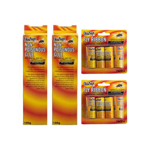 Vastrap Bundle - 2 X Non-Poisonous Glue And 2 Packs Of Fly Ribbons