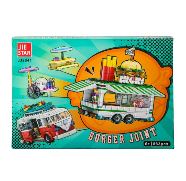 Jie Star Classic Camper Van &amp; Burger Joint Trailer (883 Pieces) - 38cm Long