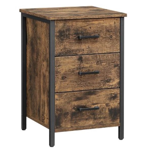 3-Drawer Bedside Table - Wooden Nightstand for Bedroom Storage