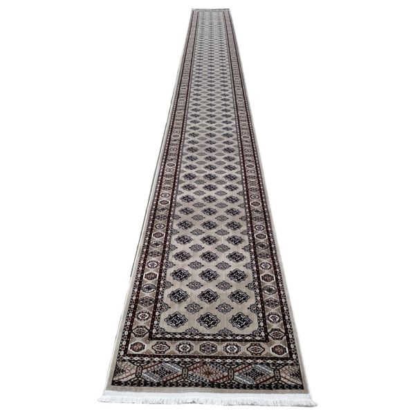 800 L x 80W cm Creamish Afghan Bokhara Design Runner