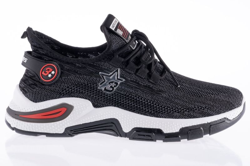 3 Star's Authentic Sports-Men's Memory Foam Walker Sneakers-Black