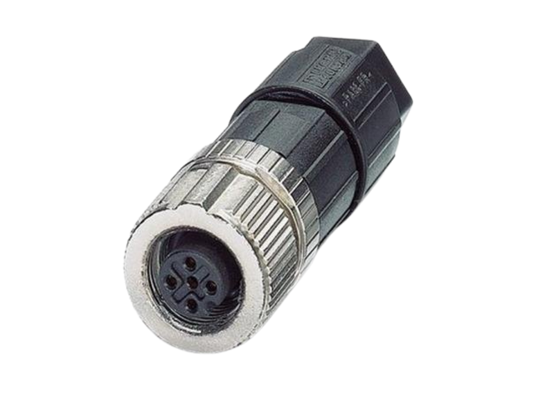 SACC-M12FS-5PL M M12 A-Coded 5-Pin Female Connector, Push-Lock, 4-8mm