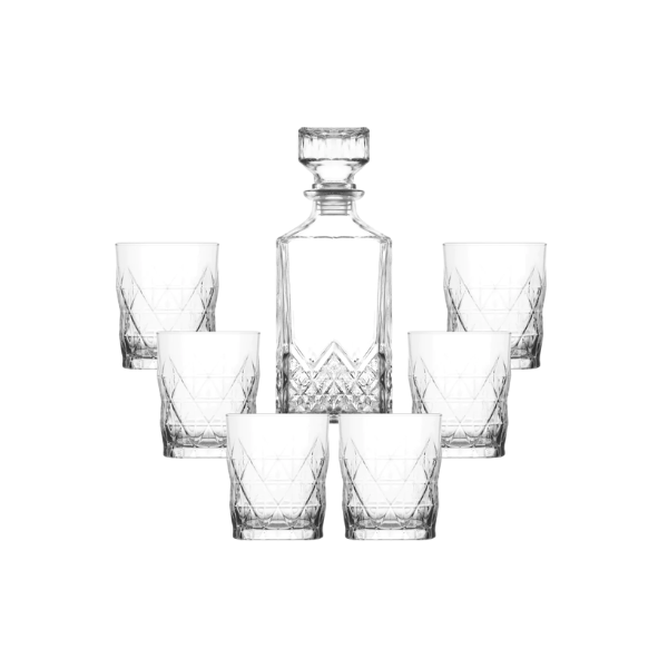 Whiskey Glass and Decanter Set - 7-Piece