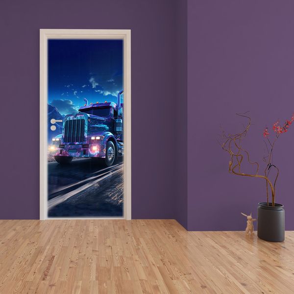 Truck on a Galaxy Highway Door Decoupage