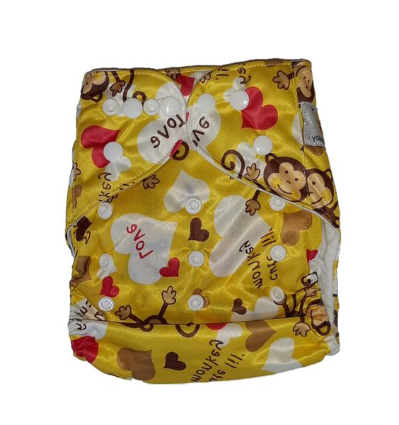 Naughty Baby Reusable Cloth Pocket Nappies - Yellow Monkey
