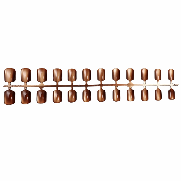 30 Piece Brown Square Press-On Nails Cat Eye Glam