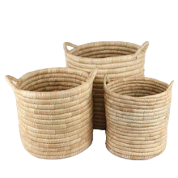 Home &amp; Storage Handmade Woven Planter Basket Set of 3 | Natural Palm Leaf