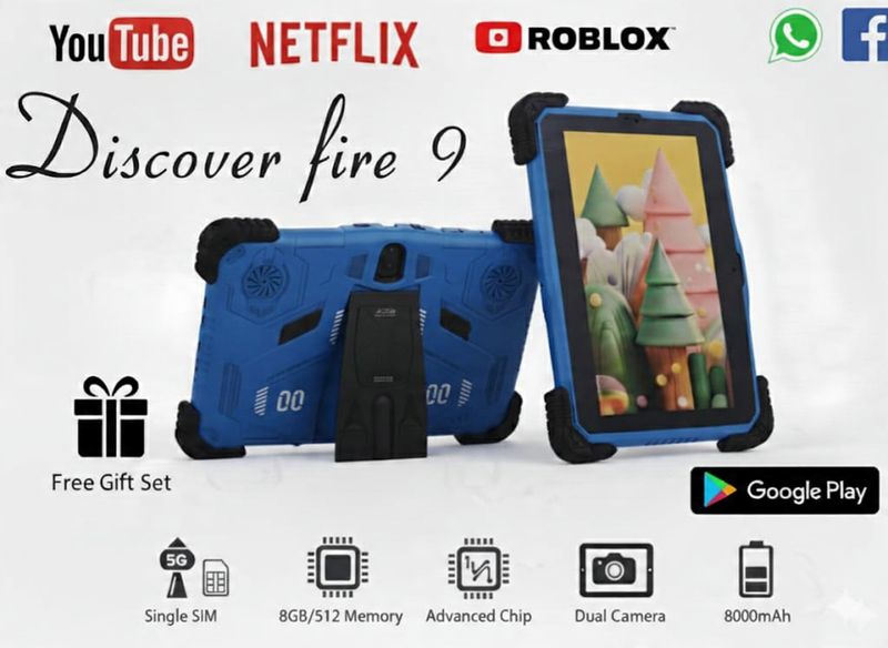 Fire 9 8GB RAM + 512GB storage 5G simslot ,7 " tablet