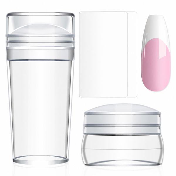 4 Pack French Tip Nail Stamper Kit Clear Silicone Nail Art Set