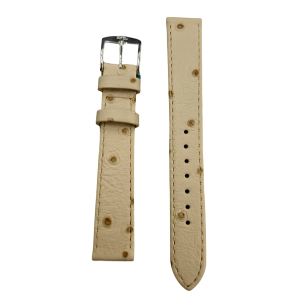 16mm Cream Ostrich Grain Watch Strap
