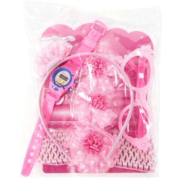Girls Princess Hair Accessories Toys Set 6pcs Pink Dress-Up Kit girl gift