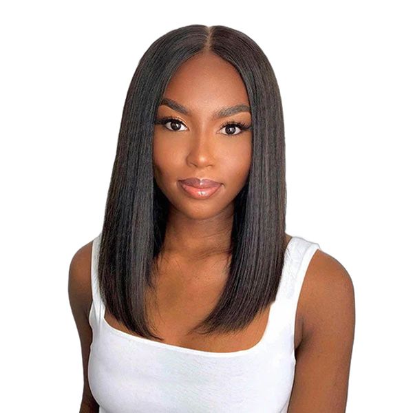 Straight Bob Wig Brazilian Human Hair-13x4 Glueless Full Frontal Wig 14inch