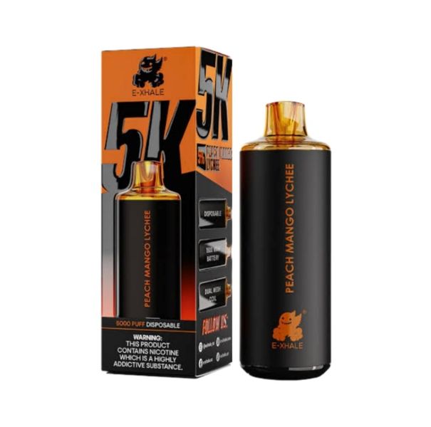 E-Xhale 5000 Puffs Disposable Vape - Peach Mango Lychee (Pack of 5)