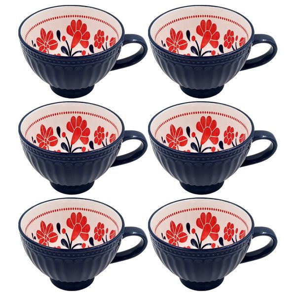 Blue Angel - Porcelain Art Breakfast Mug - 355ml - Set of 6