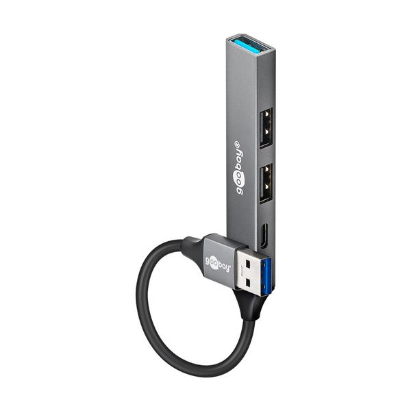 Goobay Slim 4-Port USB Hub USB-A to 1 x USB-C, 1 x USB-A USB 3.2, 2 x USB2