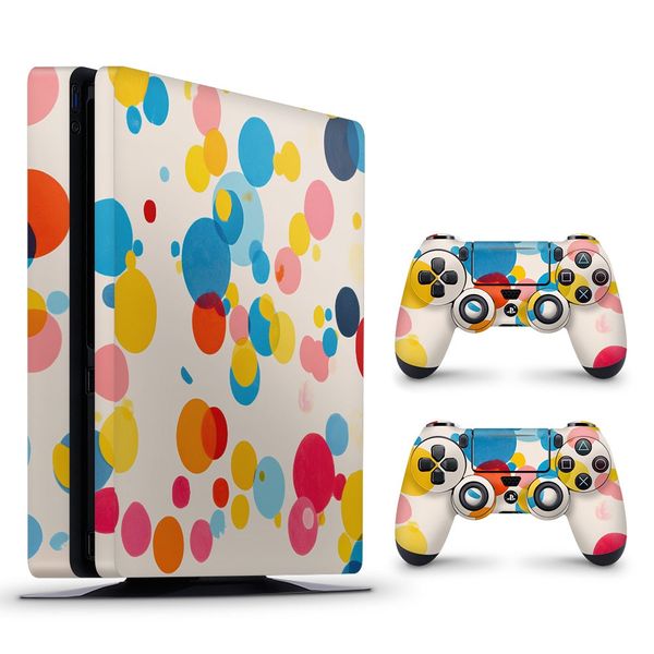 Decal Skin Compatible with PS4 Slim - Vibrant Polka Dots (Decal Only)