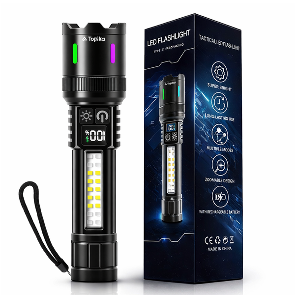 Topika Rechargeable Torch USB Camping Torch 1000Lm Tourch Light