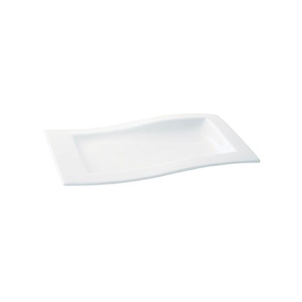 Fortis Accent White Wave Rim Rectangular Plate 33cm 4 Pcs