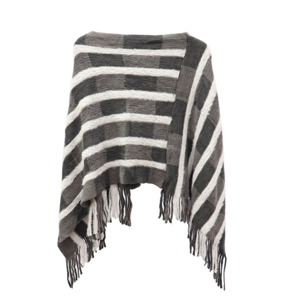 Blackcherry Stripe/Check Poncho