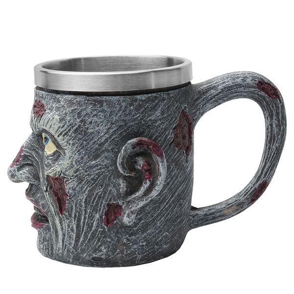 Creative 3D Realistic Skull Design Stainless Steel Coffee Mugs with Handle