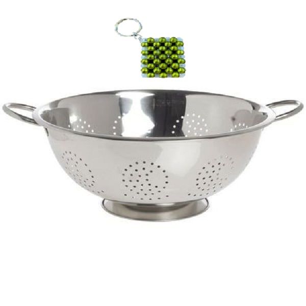 Stainless Steel Colander/Strainer With Metal Handles &amp; A Key Holder