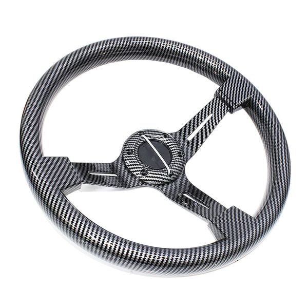 Universal Carbon Fibre Black &amp; Grey Sports Design Steering Wheel