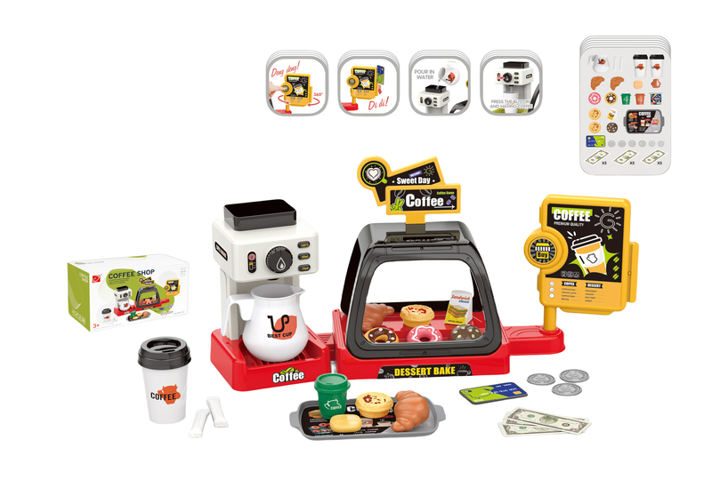 Red Kids Coffee Machine Playset