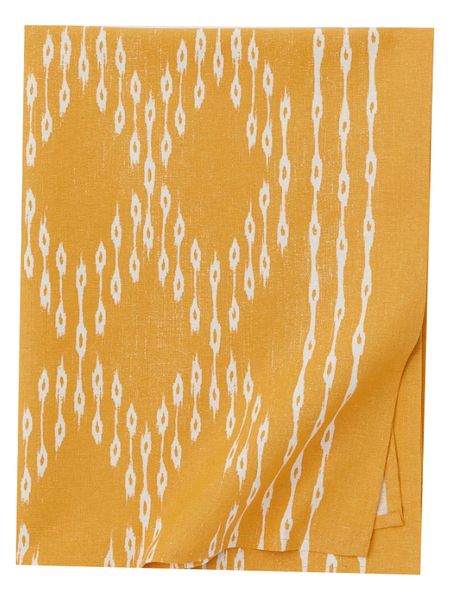 Dark yellow/White Patterned Tablecloth (145x200cm) 4-6 seater
