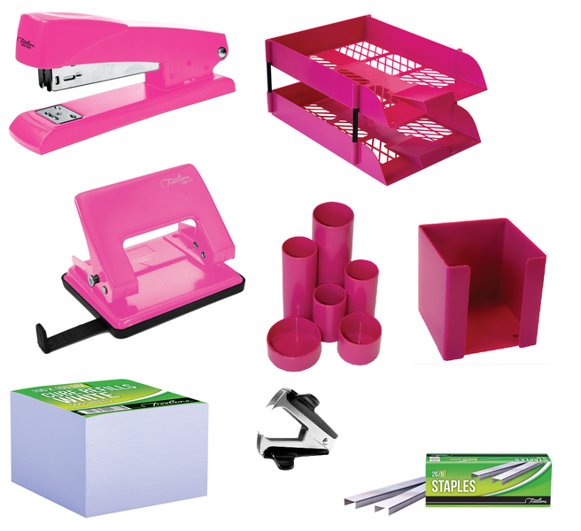 Treeline Letter Tray Combo Stationery Set - Hot Pink