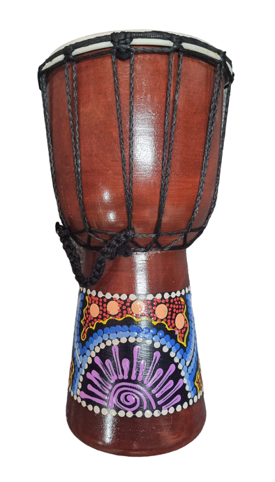 Djembe Hand Drum Purple Sun Stripes - 30cm x 16cm