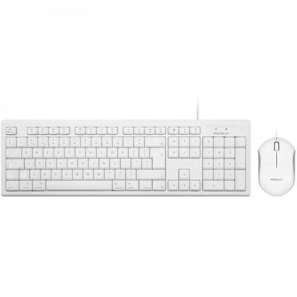 Macally - Full Size USB-A Wired Keyboard and Mouse for Mac - White