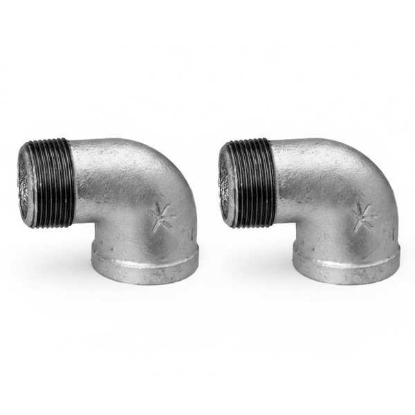 K-Brand 100mm Galvanized Elbow Fitting M/F for Plumbing - 2 Pack