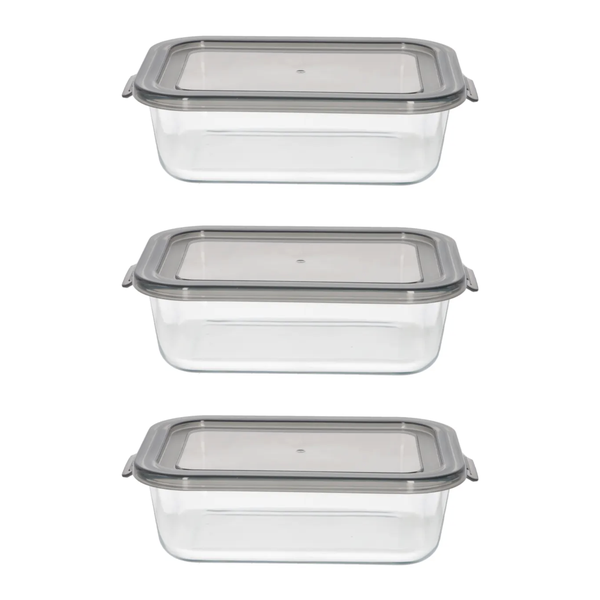 Premium Glass Food Storage Containers - 1480ml - 3 Pack