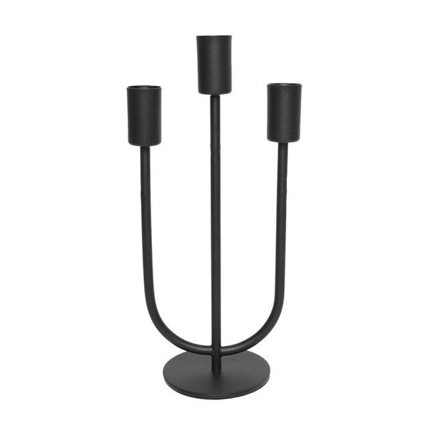 Black Candle Holders for Taper Candles Set