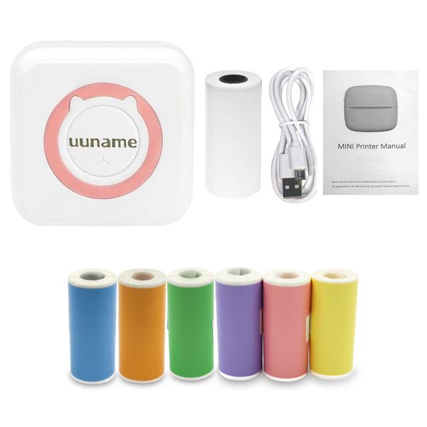 Uuname Portable Mini PhotoThermal Printer &amp; 6 Colorful Sticker Paper-C15S6