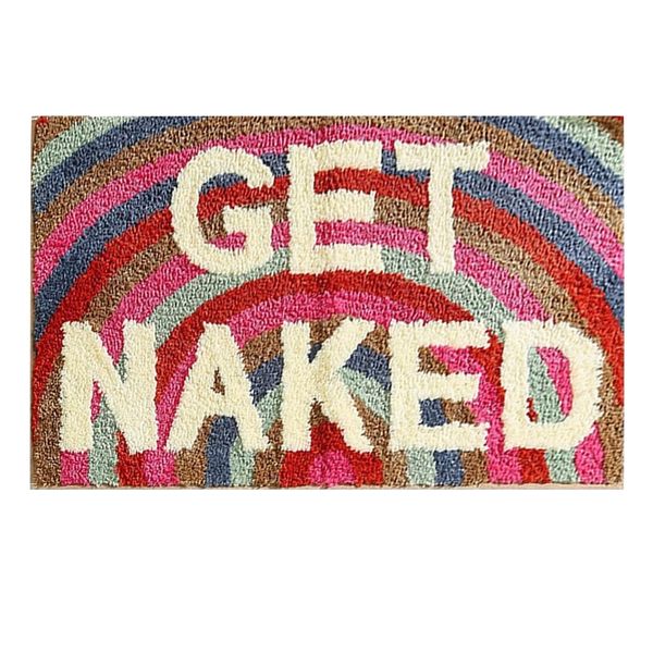 Decor Super Absorbent Color Striped Fun Get Naked Design Bathroom Mat