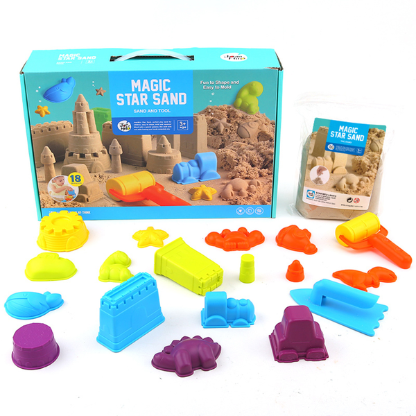 Jar Meló - Kids Kinetic Sand Play Set with 2kg Magic Sand, Tray and Tools
