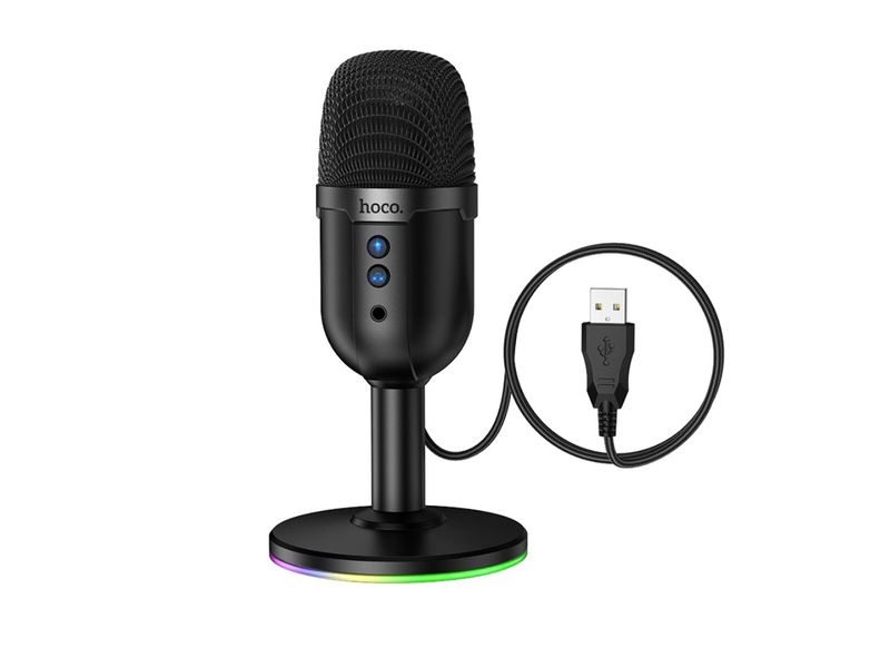 Hoco.L25 360-degree Omnidirectioanal RGB Desktop UAB-A Microphone.