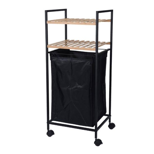 Two Tier Bathroom Shelf with Laundry Basket