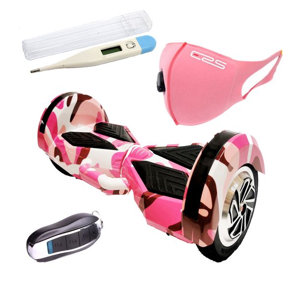 Self Balance Scooter8" Hoverboard-LED-Bluetooth-Remote-Thermometer-CamoPink