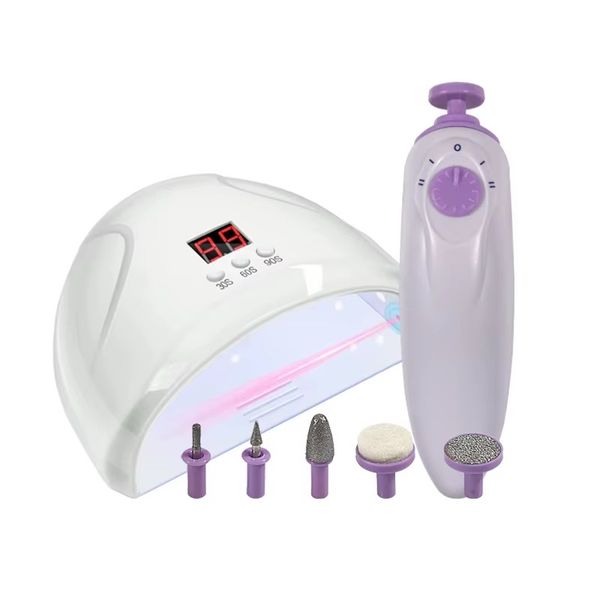2-in-1 LED Nail Dryer &amp; Electric Nail File - 12W USB Lamp - 5 Attachments